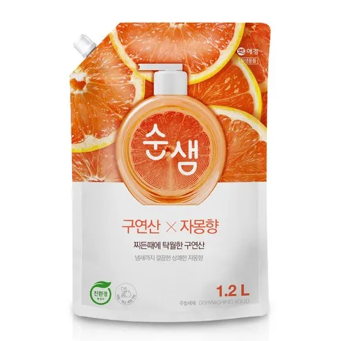 순샘 구연산 자몽 주방세제 리필, 1.2L, 1개