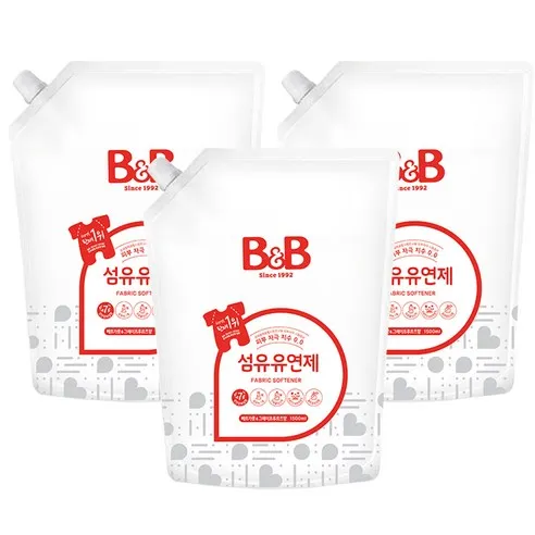 비앤비 섬유유연제 베르가못 앤 그레이프프루츠 리필형, 1500ml, 3개