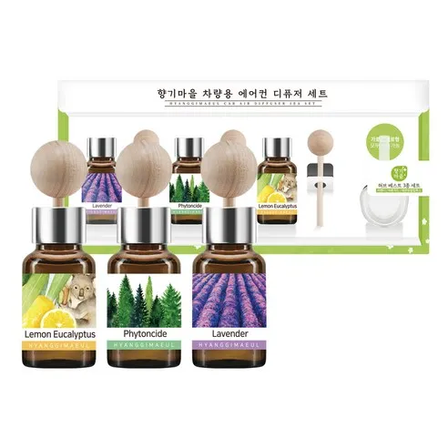 향기마을 차량용 에어컨 디퓨저 17ml x 3종세트, 라벤더, 피톤치드,..., 1세트