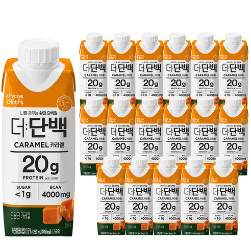 빙그레 tft 더단백 드링크 카라멜 18p, 250ml, 18개