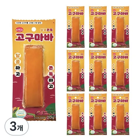 이더스 신선한 고구마를 그대로 구워 말린 달콤쫀득 고구마바, 200g, 3개