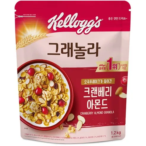 켈로그 크랜베리 아몬드 그래놀라 시리얼, 1.2kg, 1개