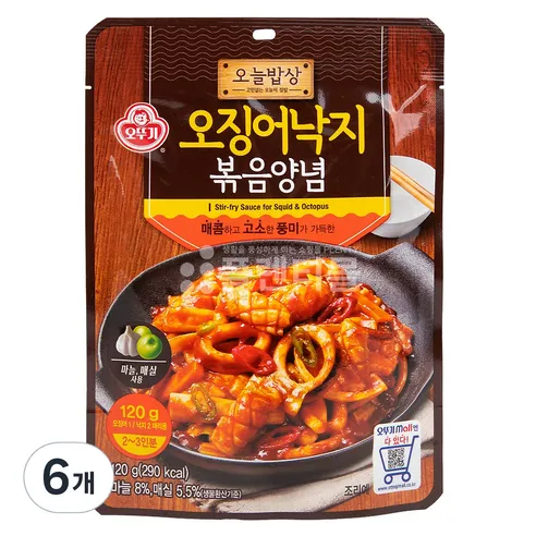 오뚜기 오늘밥상 오징어낙지 볶음양념, 120g, 6개