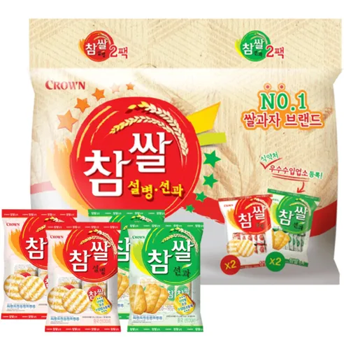 크라운 참쌀 설병 128g x 2p + 선과 115g x 2p 세트, 1세트